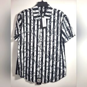 NWT CRWTH black white barbed wire button down shirt men's #2033